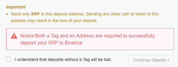 Binanceへrippleを入金