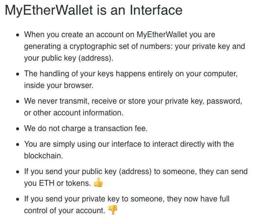My Ether Wallet is an Interface