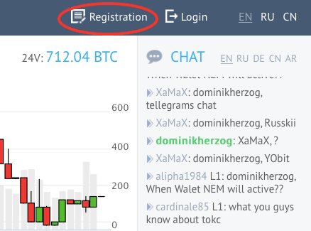 YObitへ新規登録