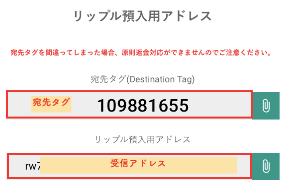bitbankのリップルのアドレスと宛先タグ