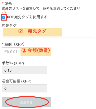 coincheckからrippleを送金する