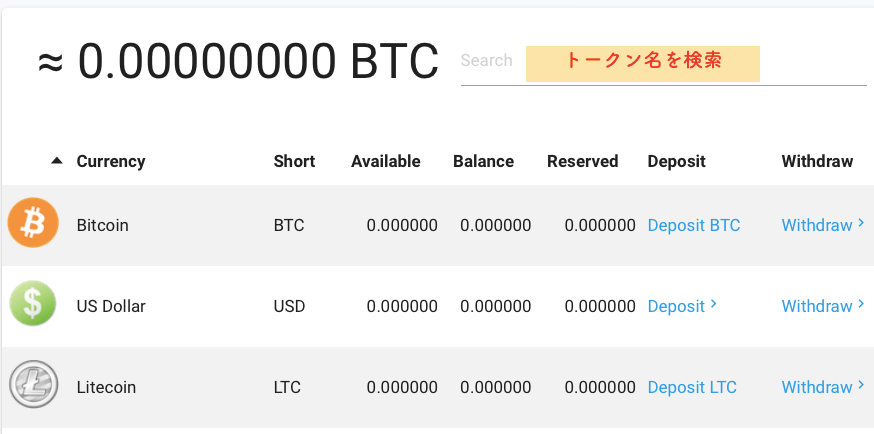 入金する仮想通貨を選ぶ