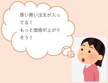 厚い買い板を見る人